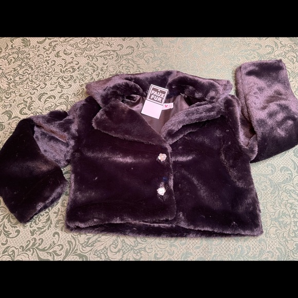 NWT 4 fur coat dress jacket Christmas hanukkah blk - Picture 6 of 7